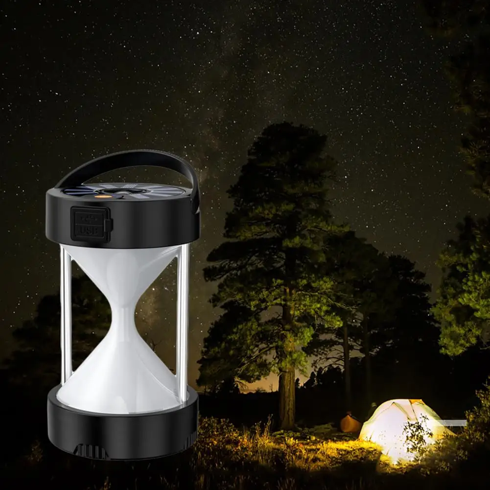 

Tent Light Practical Long Standby Time Lightweight Solar Hourglass Shape LED Camping Emergency Lantern Lamp for Camping