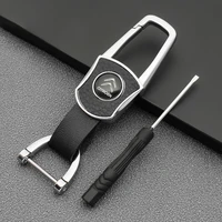 car emblem leather texture styling keychain key ring accessories for citroen c2 c1 c4 c5 c3 c8 picasso berlingo saxo c4l ds3 ds4