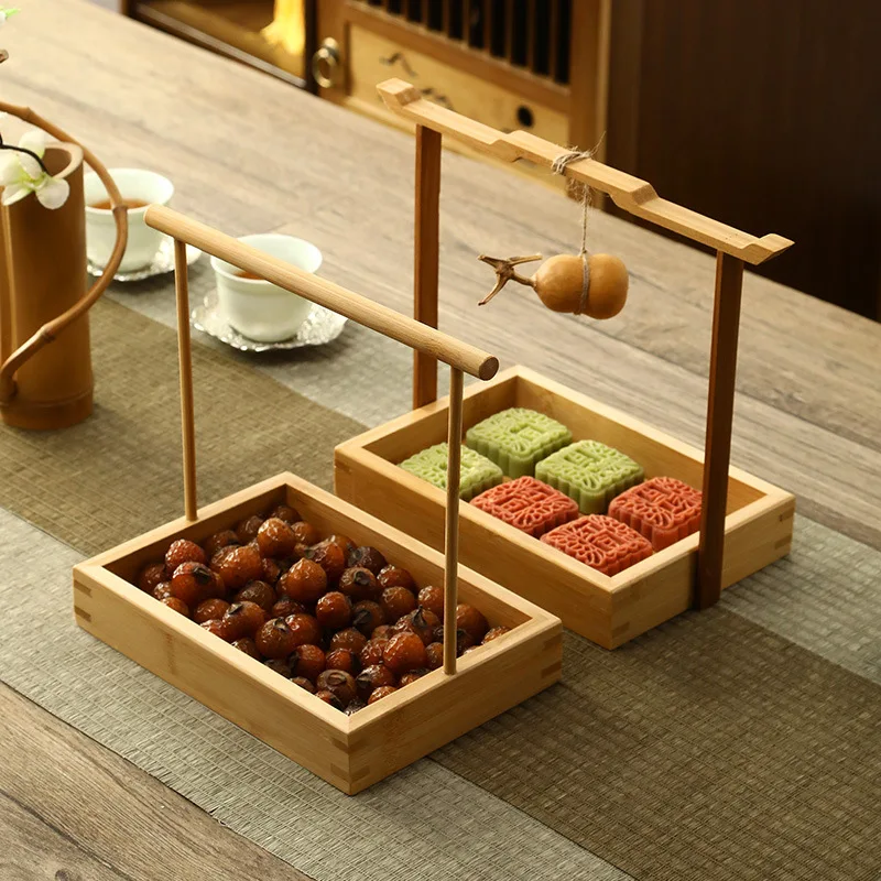 Китайский бамбуковый портативный поднос ручной работы двойное использование