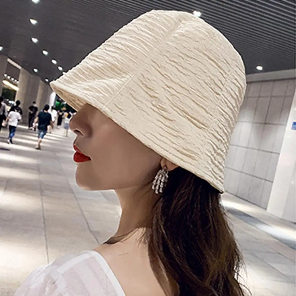 

Панама Складная женская, модная однотонная шляпа в складку, тонкая, универсальная, летняя