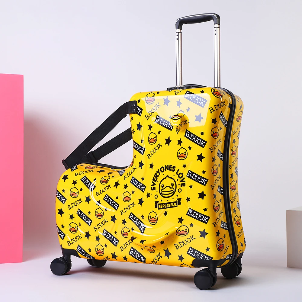 AO WEI LA Travel Suitcases PC Kids' Luggage with Wheels Ride-On Suitcase for Kids Rolling Trolley Case Fits to 1-12 Years Old