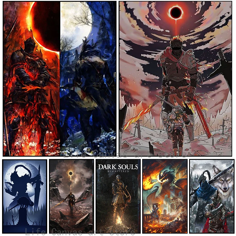 

Классические художественные постеры Mnaga в стиле игры «Темные души», Картина на холсте, настенные принты, картина для гостиной, Современный д...