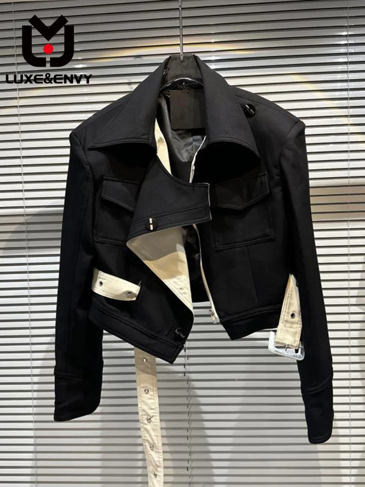 

Куртка LUXE & ENVY в стиле интернет-знаменитостей, короткая осенняя куртка с наплечниками и двумя карманами, новая модель 2023