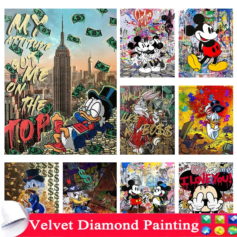 

Алмазная живопись Disney с Микки Маусом и Дональдом Даком, алмазная живопись 5D, полный набор для сверления, граффити Бэнкси, Декор, фотография искусства 93