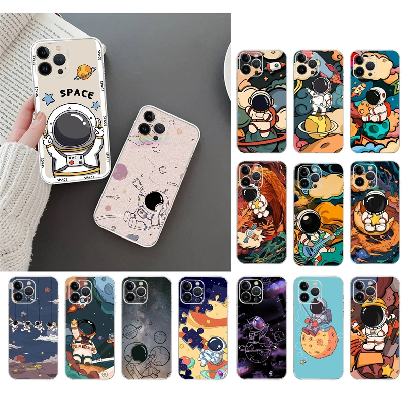 

Phone Case For iphone 14 Pro Max 13 12 11 Pro Max XS XR X 12mini 7 8 Plus SE Astronaut Art Case Funda