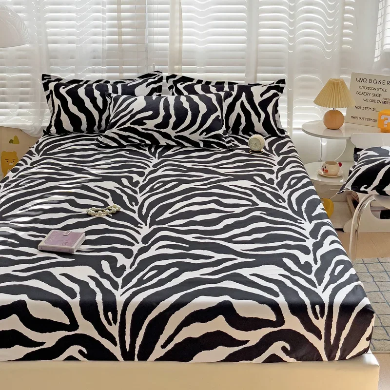 Простыня с принтом зебры экзотическая простыня рисунком и круглым эластичным