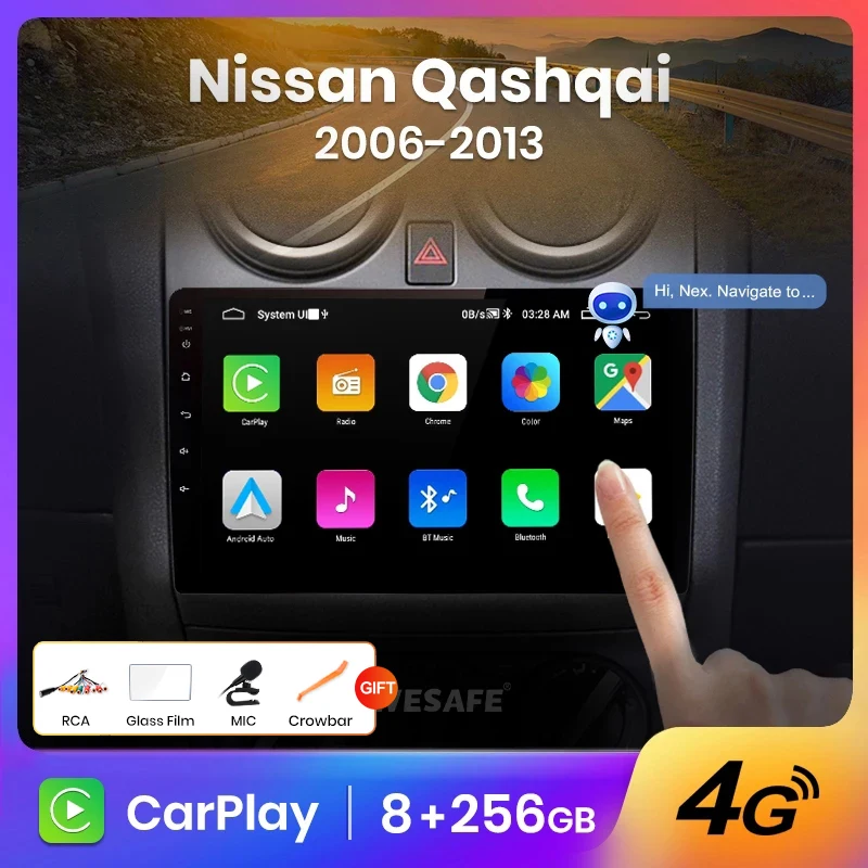 AWESAFE PX9 8 + 128 ГБ carplay GPS трек 2din android Авторадио для Nissan Qashqai J10 2006-2013 Автомобильный