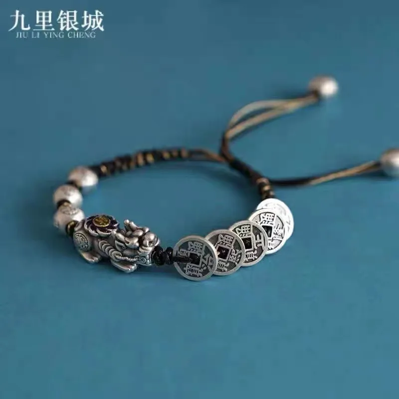 

LH модный темпераментный браслет Pixiu для мужчин и женщин Ретро Плетеный вручную Qianduo браслет подарок на день рождения пары