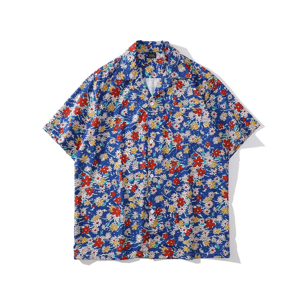 

OSCN7 Повседневная Уличная рубашка с коротким рукавом и принтом для мужчин 2022 Гавайские пляжные Большие женские модные рубашки Harujuku для мужчи...