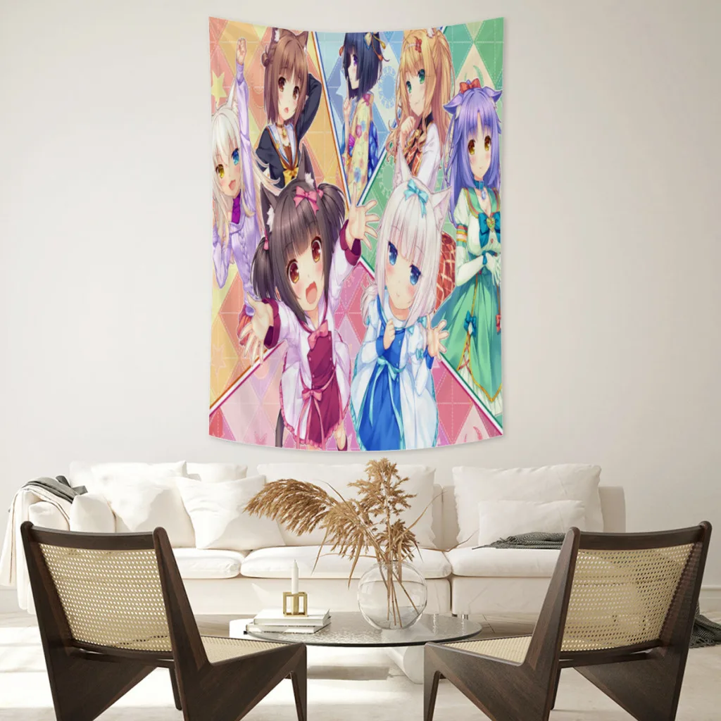 

Nekopara-Anime-Hanging Cloth Background Fabric Ins Girl Room Decoration Dormitory Bedroom Wall Bedspread Cloth tapestry e decor