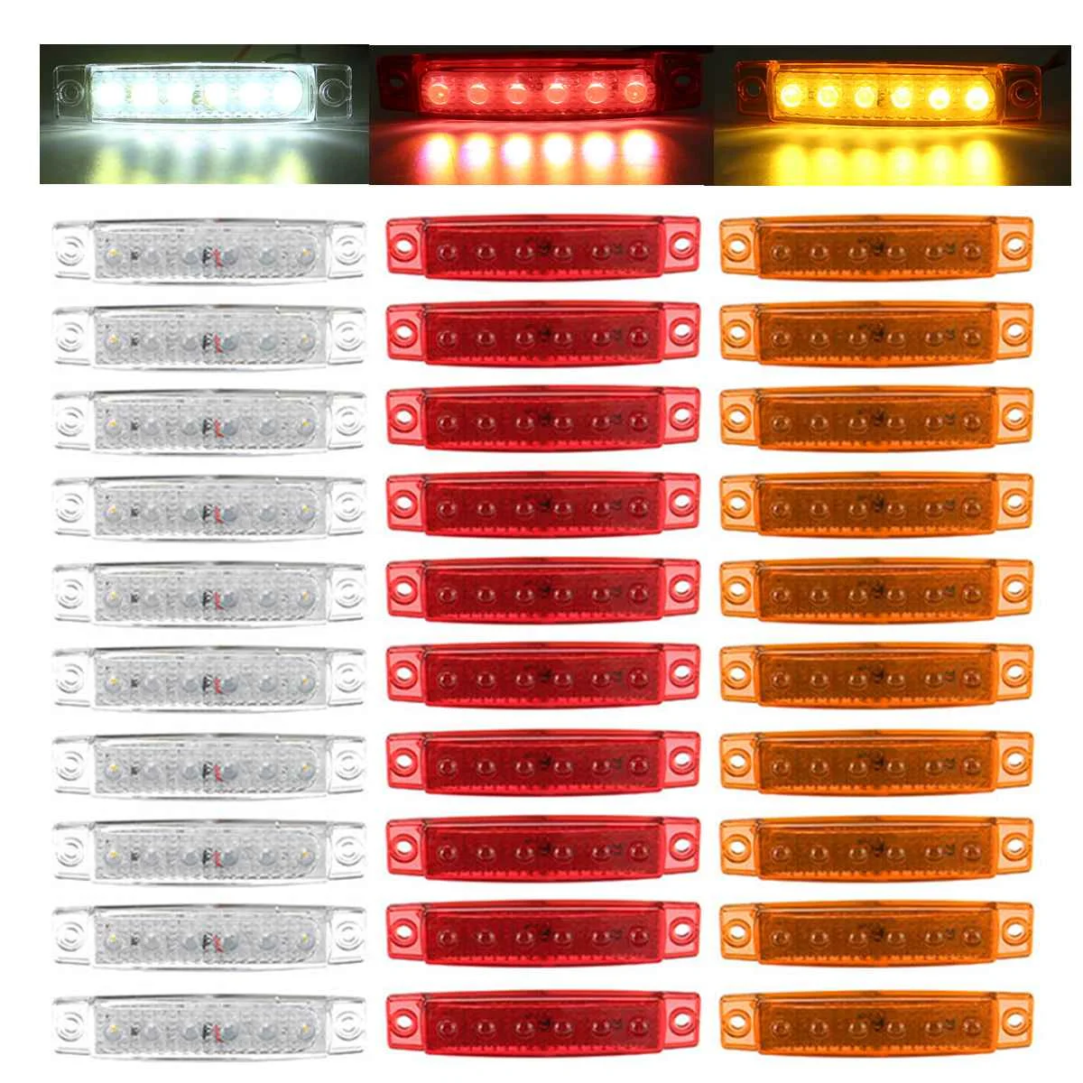 

10Pcs Truck Trailer Side Marker Indicators Light Car Signal Brake Rear Warning Tail Light LED 12V 24V Warning Lamp Lorry