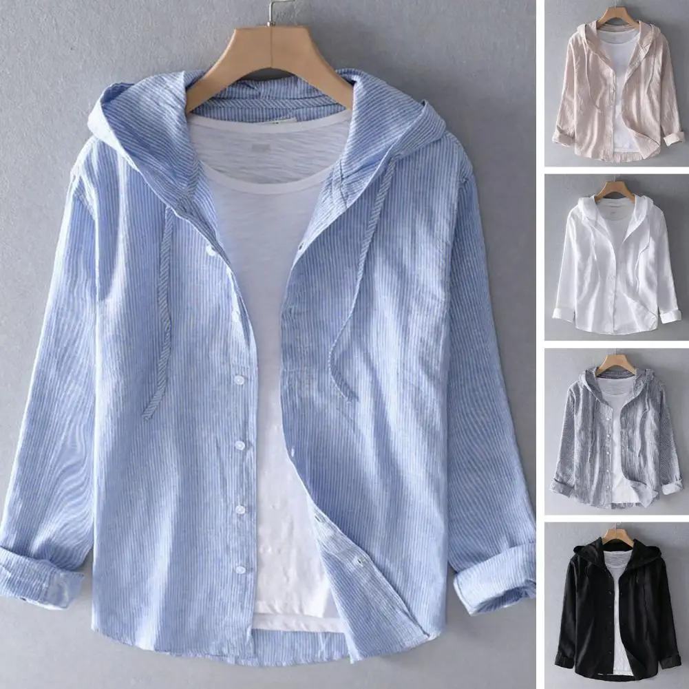 Мужская рубашка с капюшоном и длинным рукавом