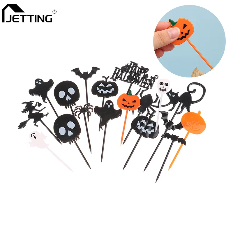 

Halloween Cartoon Pattern Fruit Picking Christmas Fruit Fork Cupcake Decorating Insert Card Kids Birthday Theme Party