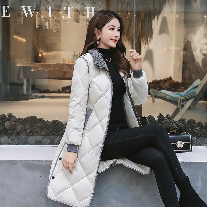 Women Long Coats Warm Loose Outwear Stand Collar Winter Jackets Female Parkas 2021 Autumn Winter New Korean Down Cotton Overcoat