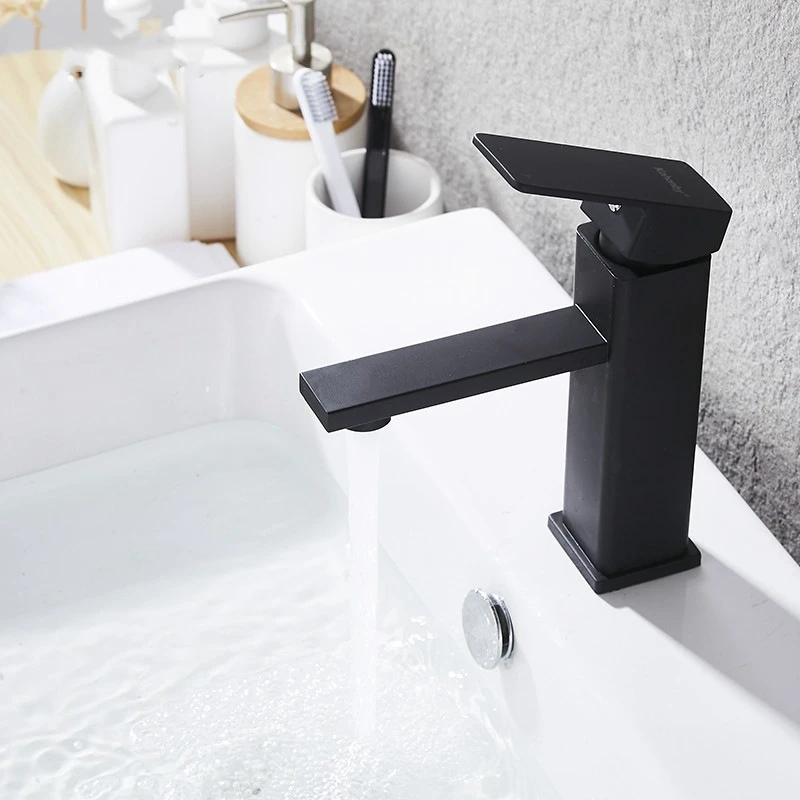 

Black/Silver Basin Faucet 304 Stainless Steel Hot and Cold Wash Mixer Crane Tap 360 Rotation Bathroom Sink Faucets Single Handle