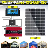 110V/220V Solar Panel System 12V 18W Solar Panel 30A Charge Controller 4000W Solar Inverter Kit Complete Power Generation Kit