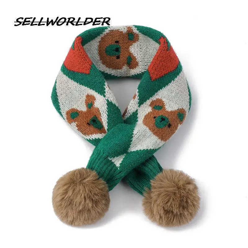 

Children Winter Scarf Warm Fashion Cute Bear and Rabbit wool scarf Thickened kid's Scarf 80*10