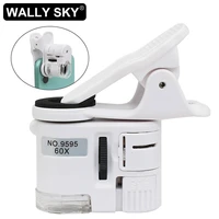smart phone clip microscope 60x led jewelry magnifying glass pocket microscope with uv light