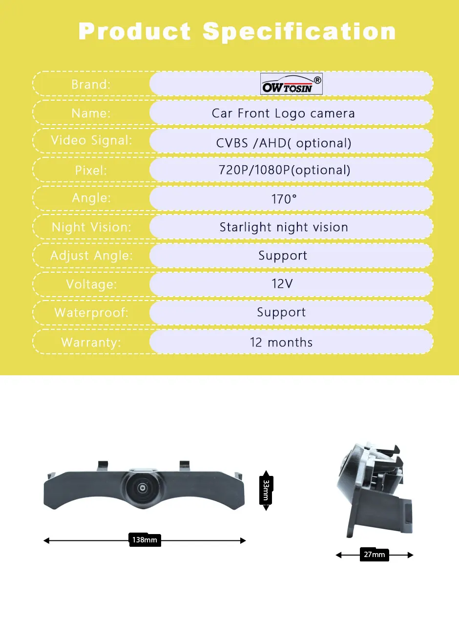 Ночное видение 1920*1080P AHD 170 ° Передняя камера с логотипом рыбий глаз для Audi Q3 RSQ3 F3 2018