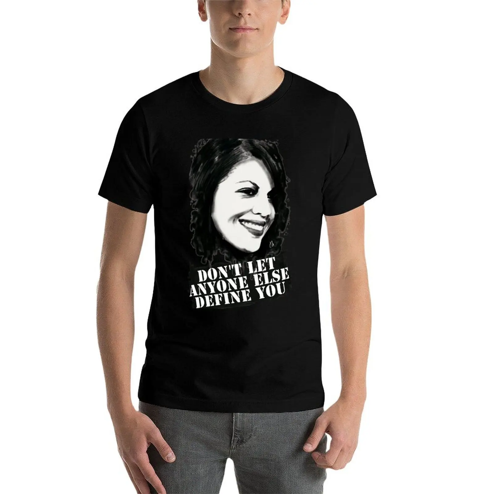 Фото Sara Ramirez - футболка Don't let anyone else define you, мужская футболка, летняя черная хлопковая футболка, однотонная мужская футболка №3