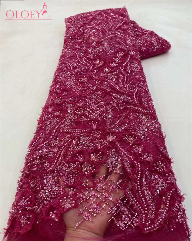

High-End Luxury French Embroidery Heavy Groom Lace Fabric African Nigerian With Sequin Fabric For Wedding Dress Party