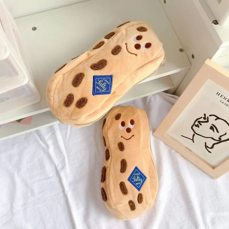 

Cute peanut pencil bag Japanese series large capacity cartoon Plush student pencil bag girl's heart stationery box bag