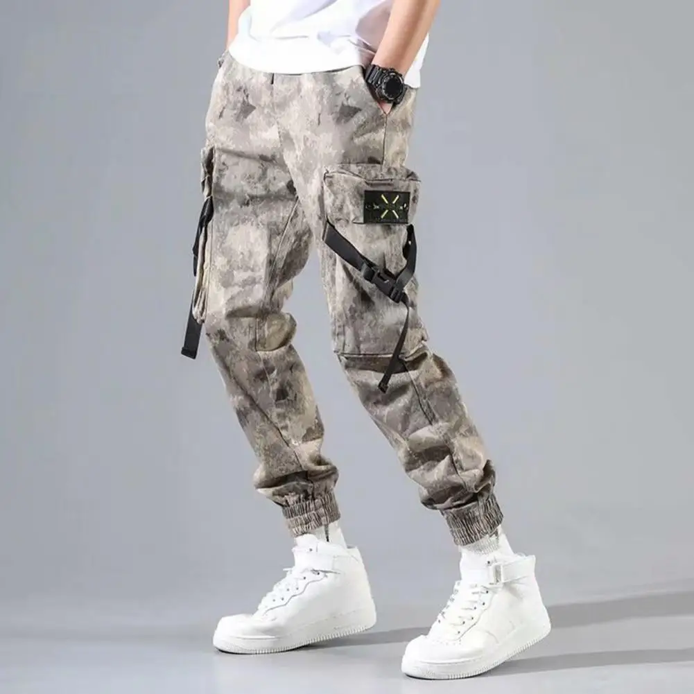 

Popular Joggers Pants Mid Waist Korean Style Men Pants Mid Rise Ankle Tied Trousers