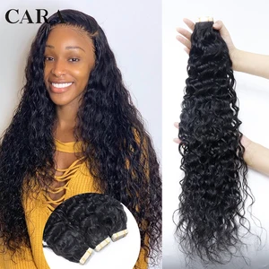 Natural Wavy Tape In Human Hair Extensions For Black Women Water Wave Human Hair Extensions Brazilia