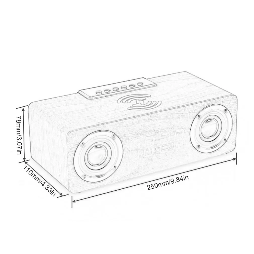 Wood Bluetooth Speaker Alarm Clock Wireless Charger Speaker Multi-function Subwoofer for Computer Speakers AUX enlarge