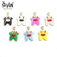 10pcslot enamel baby overalls pants charms for diy jewelry makings pendant necklace keychains earrings handmade accessories new