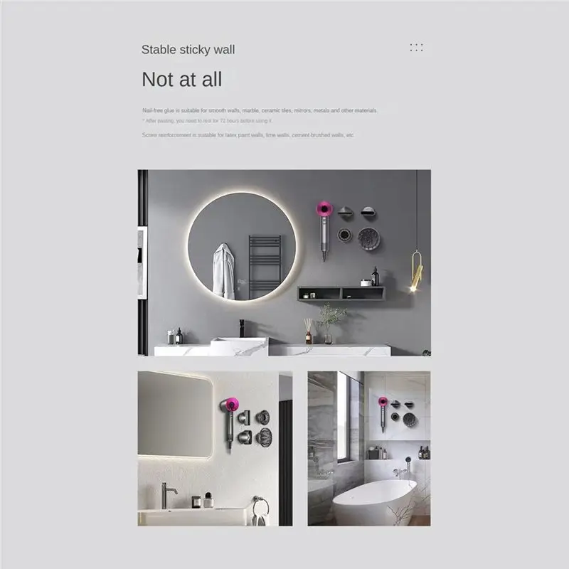 Фото (A25M) Настенный держатель для фена Dyson, кронштейн для хранения в ванной, без сверления, термостойкий-B №5