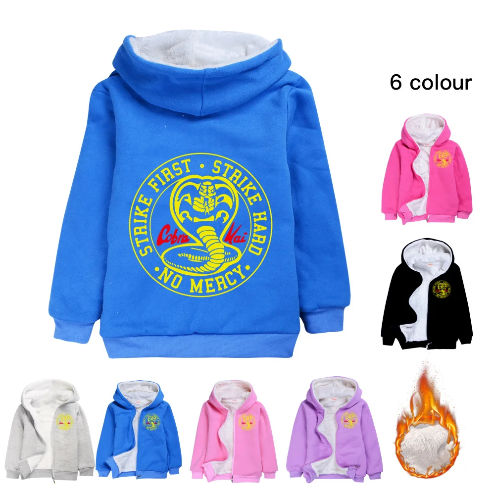 

Cobra Kai Girls Jackets thick warm cotton coat Kids Hooded Coat Winter Outerwear Cartoon Casual Girls Winter Parka
