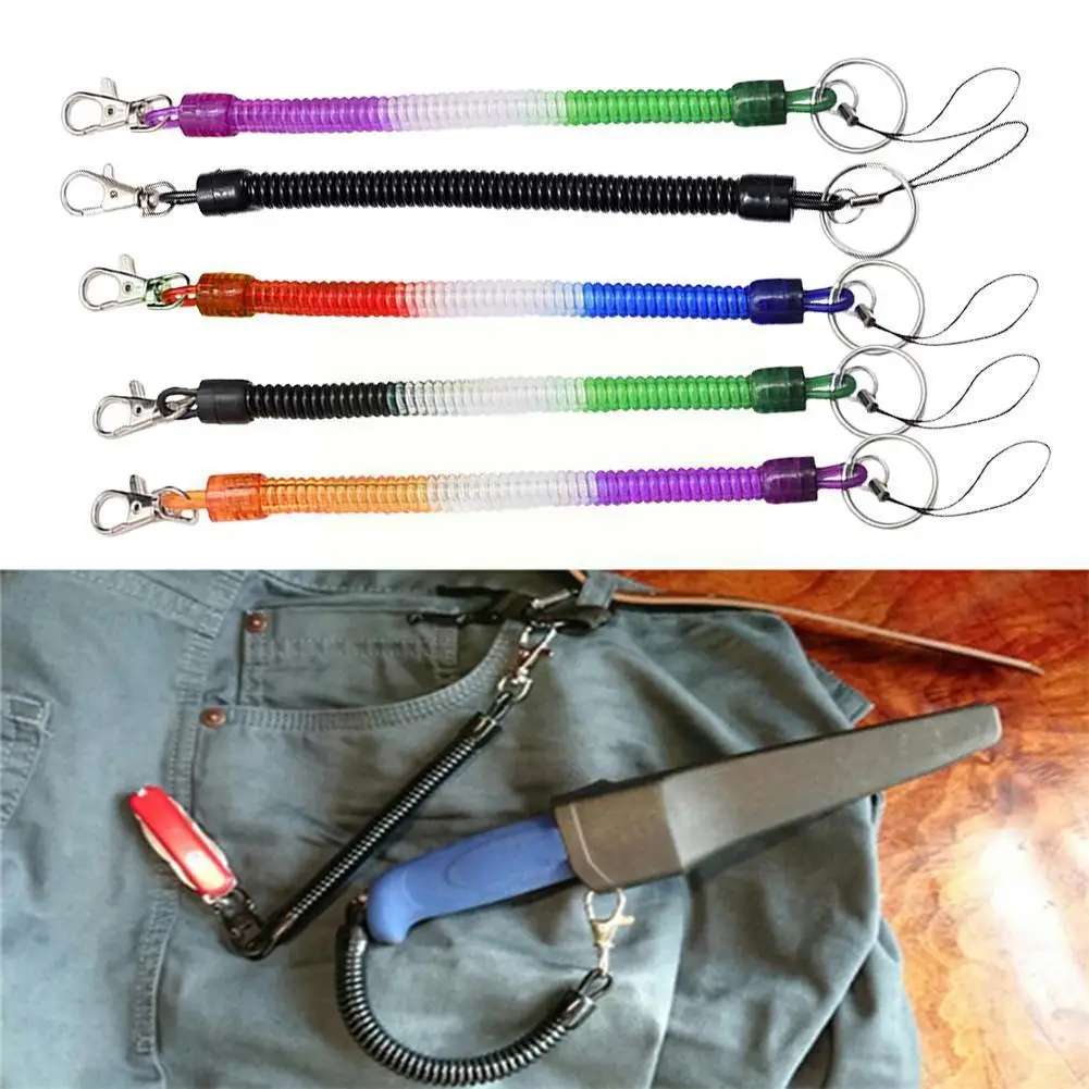 

110mm Plastic Spring Rope Stretch Key Chain Anti-Lost Accessories Bag Mobile Elastic Phone Portable Rope Fishing Lanyards R J2B0
