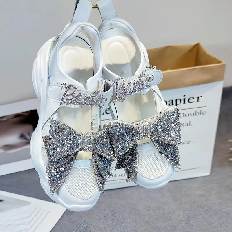 

Сандалии женские спортивные на толстой подошве, дышащие босоножки с прорезями, с бантом, модная обувь на лето