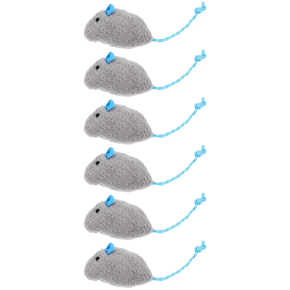 

6 PCS Interactive Cat Toys Catnip Mouse Molar Portable Kitten Plush Mice Chew