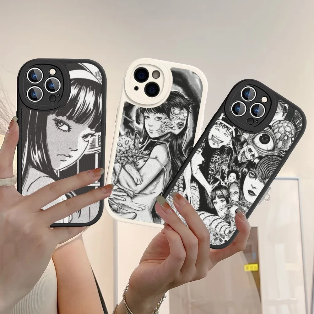 

Junji Ito Phone Case Hard Leather For IPhone 14 13 12 Mini 11 14 Pro Max Xs X Xr 7 8 Plus Fundas