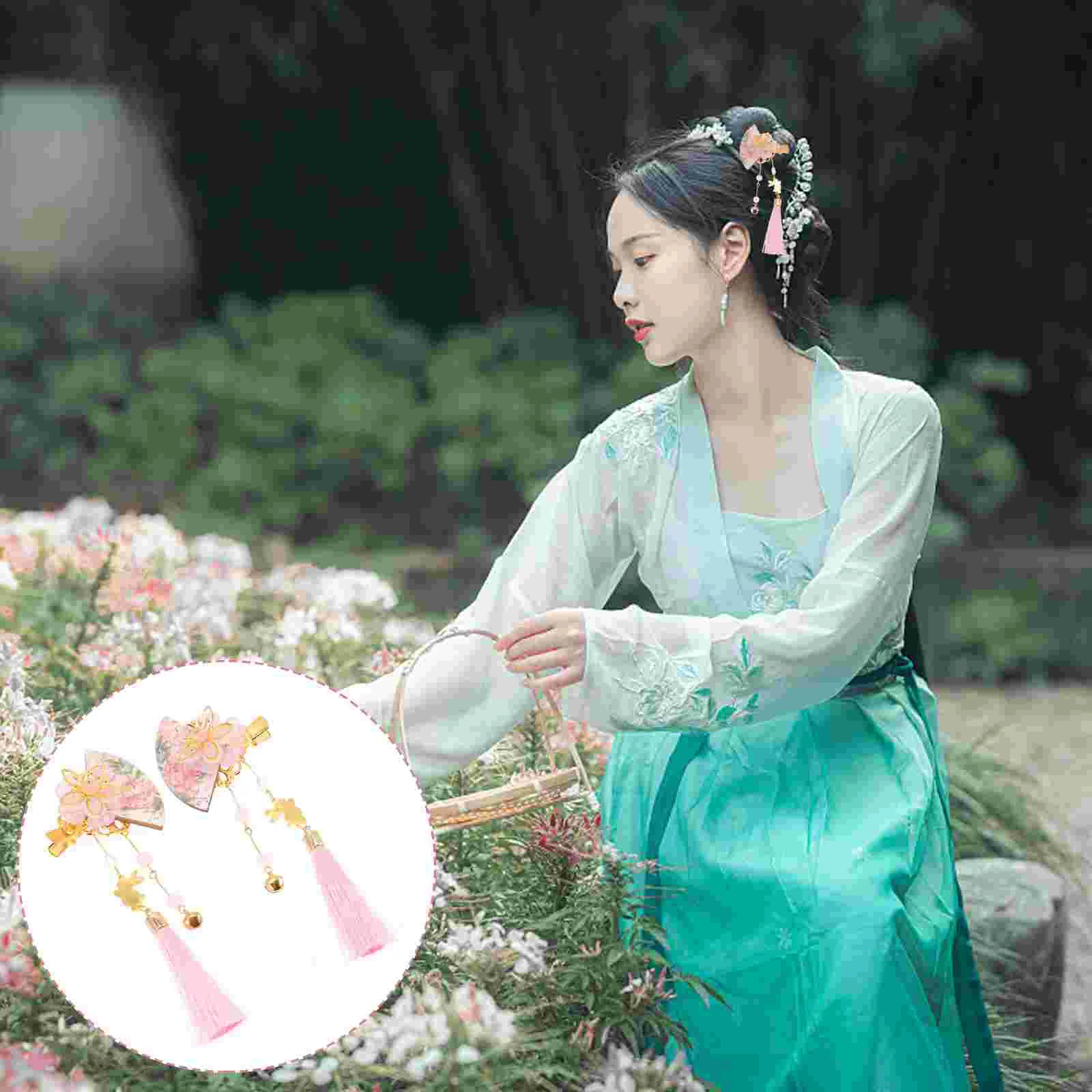 

Fan Hair Clips Decorative Pin Tassel Hairpin Supply Delicate Accessory Japanese Wedding