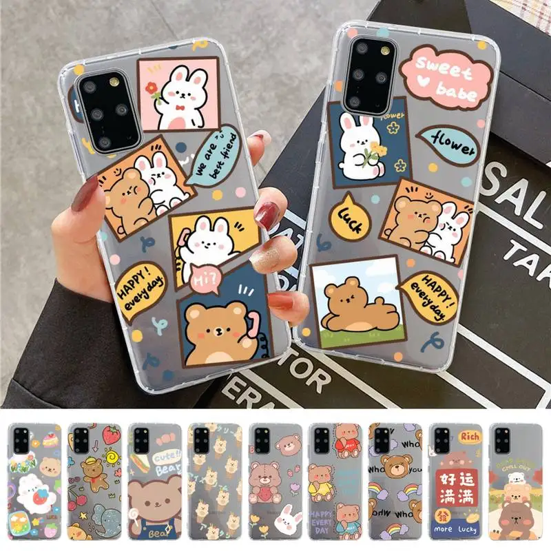 

Cartoon Bear Phone Case for Samsung S20 S10 lite S21 plus for Redmi Note8 9pro for Huawei P20 Clear Case