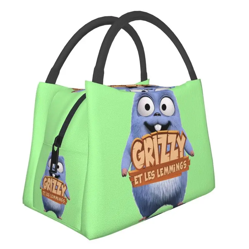

Grizzy And The Lemmings Favorite Green Collection Thermal Insulated Lunch Bag Women Comedy Cartoon Tv Portable Meal Food Box