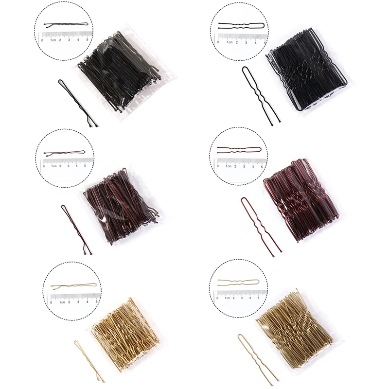 Золотые Заколки Для Волос Женщин U-образные Модные Аксессуары Упаковка Из 50 Шт.