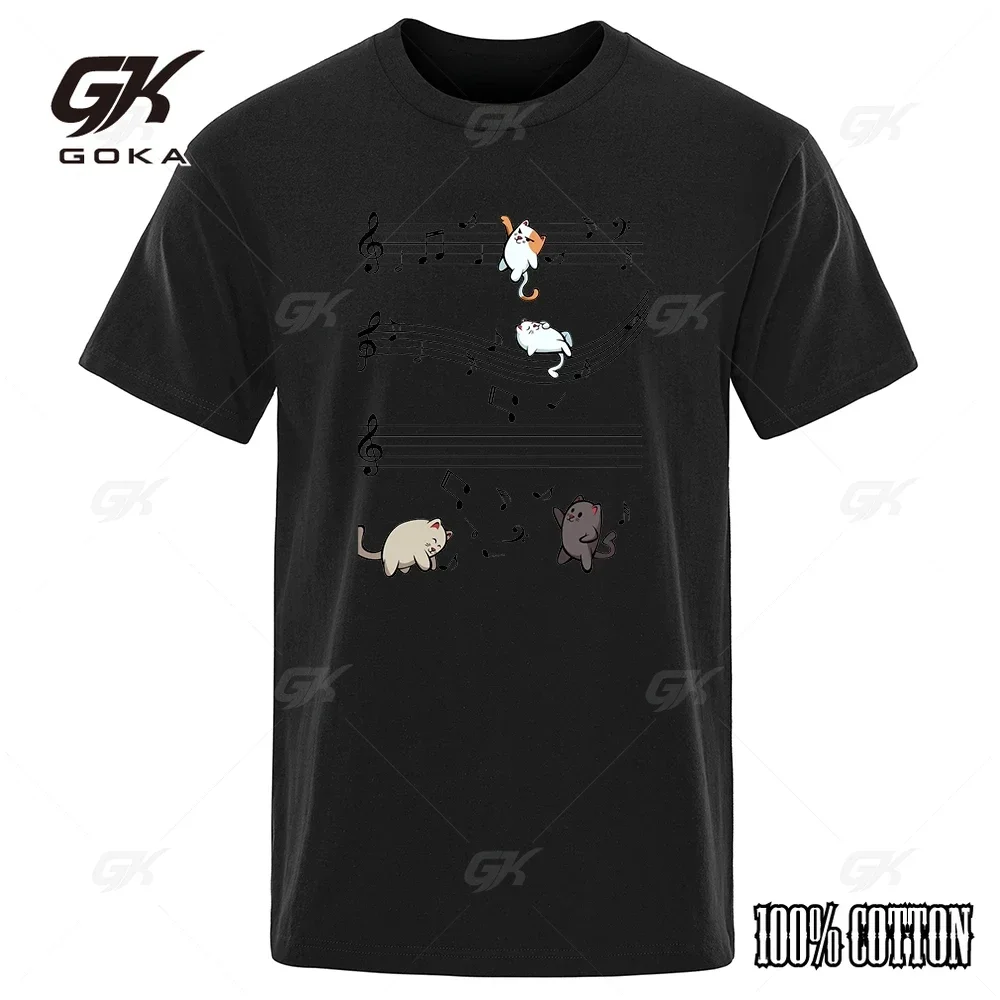 Kopie Von Musical Cats Музыкальные ноты Мужская одежда Хип-хоп Футболки большого размера