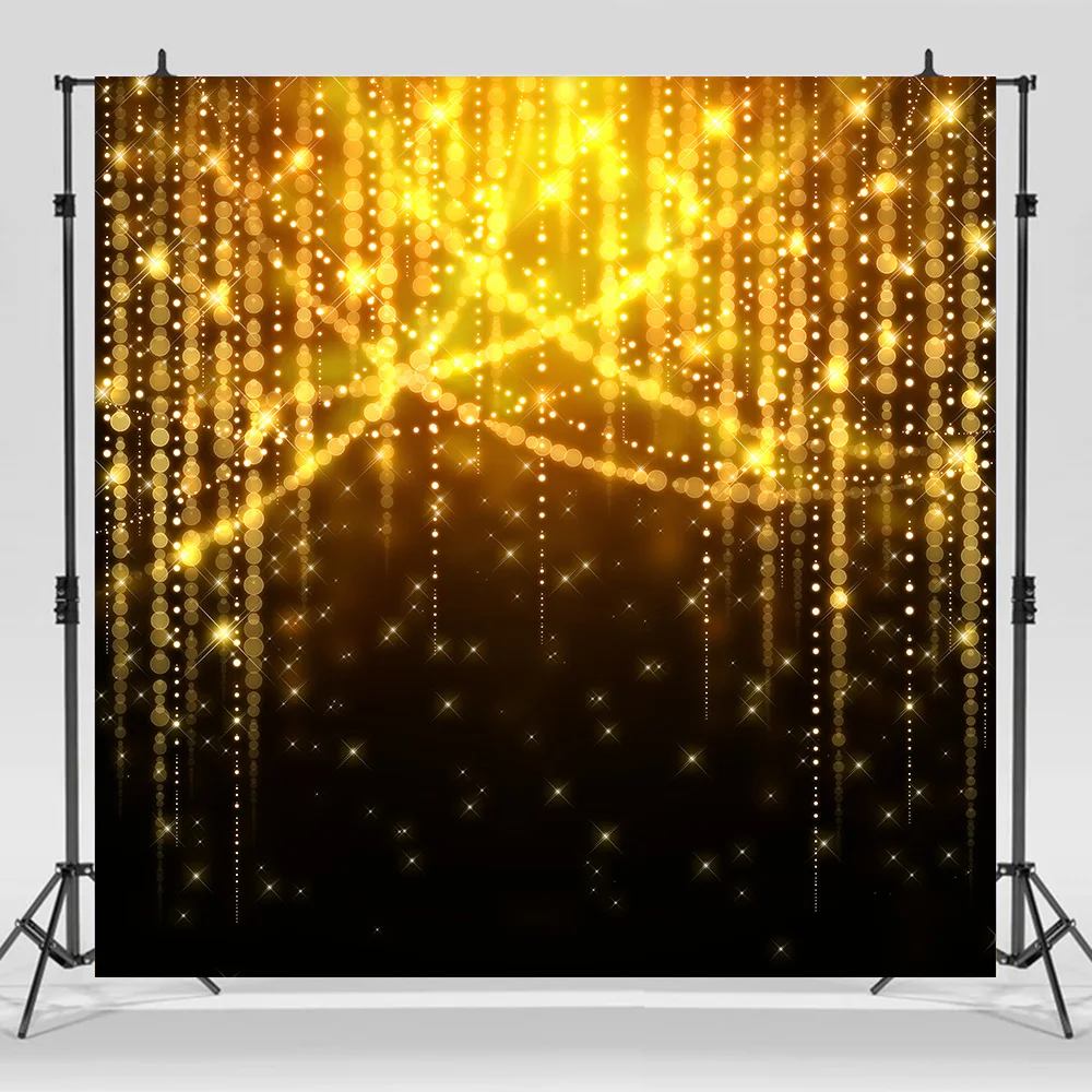 

10x10ft Black Gold Glitter Bokeh Dripping Happy Birthday Backdrop Photography Background Party Decoration Banner for Men Women