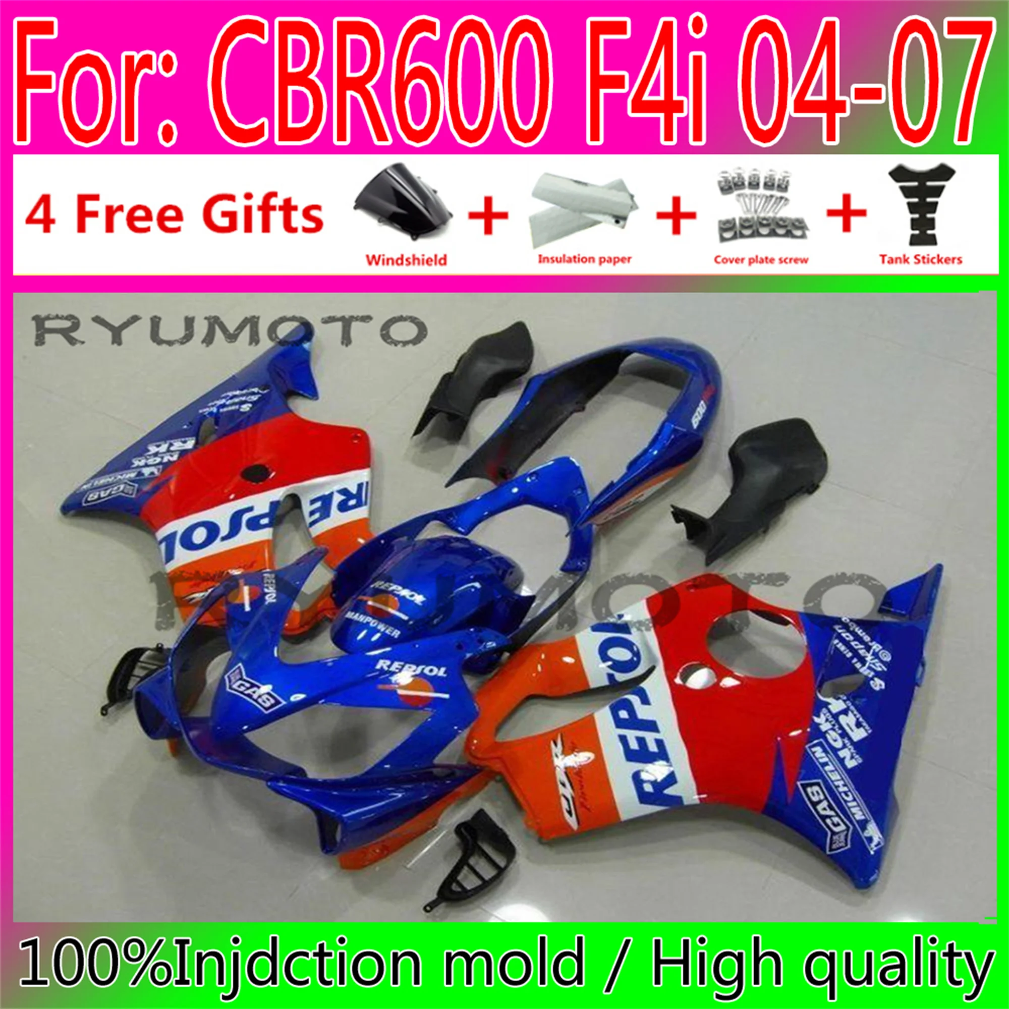 

Motorcycle Injection Mold Fairings Kit Fit For Honda CBR 600 F4i 04 05 06 07 CBR600 2004 2005 2006 2007 Fairing
