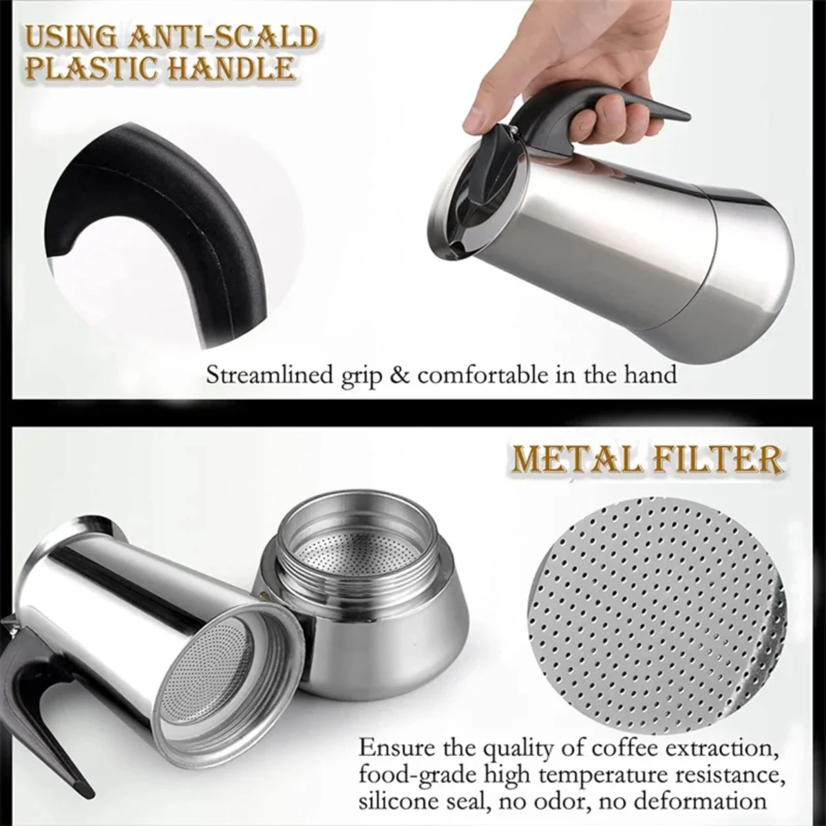 4/6/9 чашек из нержавеющей стали горшок для мока кофемашина чашки эспрессо