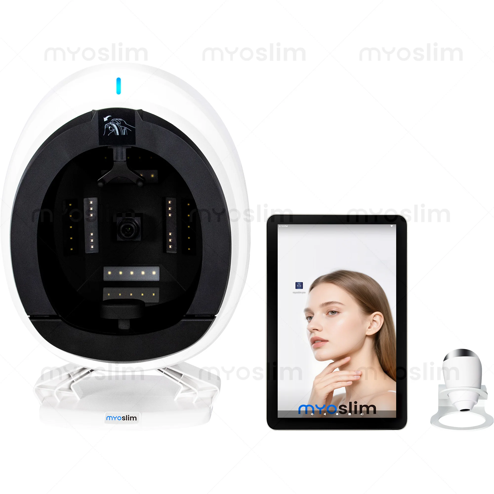 Фото Мультиспектральный AI-анализатор кожи AISIA Q1pro с 3 камерами, УФ, RGB, 8 спектрами, 3D-диагностикой кожи лица для салонного тестирования №2