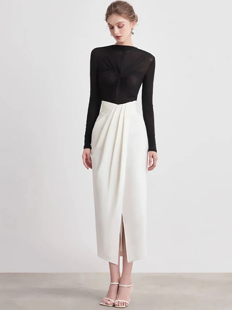 Женский комплект из 2 предметов DEAT пуловер средней длины с круглым вырезом и