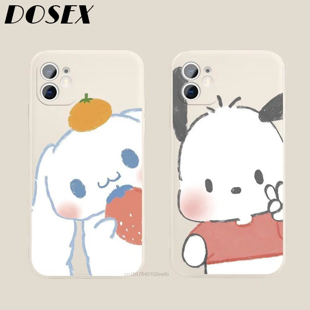 

Cartoon Pachacco Cinnamoroll Cute Phone Case Iphone 13 12 11 Pro Max X Xr Xs 7 8 Plus Aesthetic Cover Protective Couple Girly