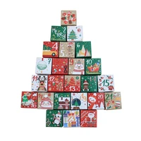 24pcs christmas gift box advent calendar countdown numbers kraft paper candy cookies box kids new year party gift package favor