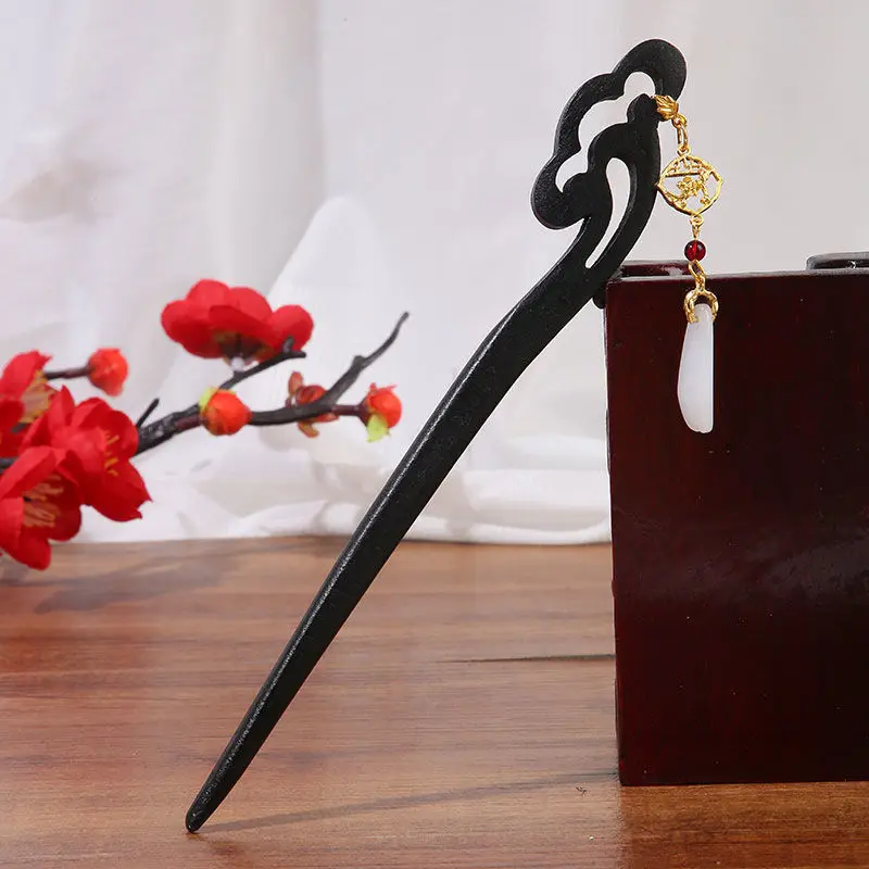 

Hair Sticks for Chinese Hanfu Black Color Wooden Hair Accessories for Women Jewelry