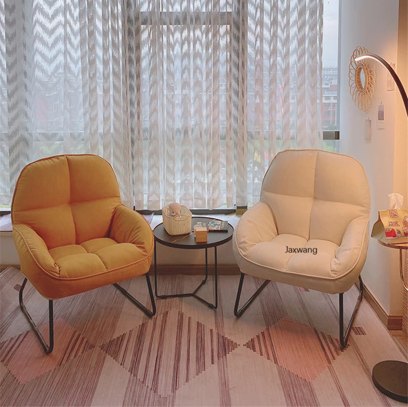 

Nordic Living Room Chairs Fabric Bedroom Study Back Armchairs Creative Design Small Apartment Leisure Single Sofas Furniture HY